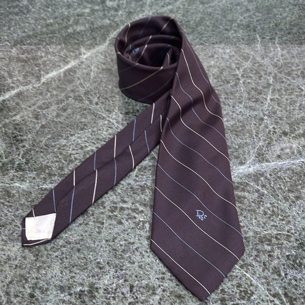 Vintage Christian Dior Brown with stripes Men's Tie.
